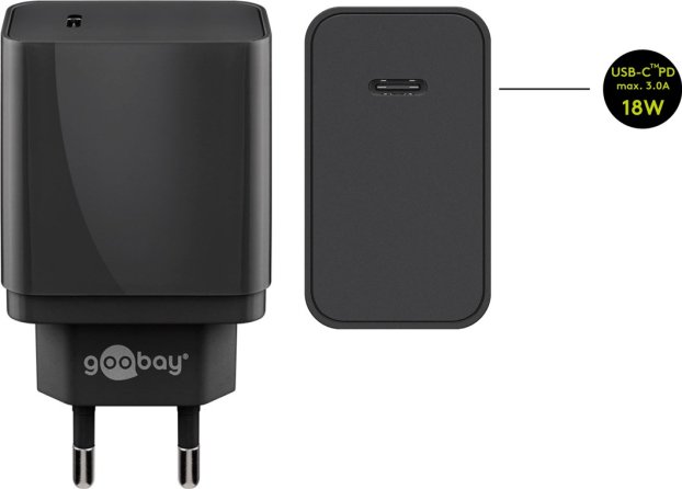 Incarcator de retea USB-C Goobay, incarcare rapida, PD, 18W, negru